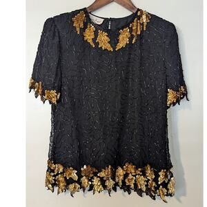 Lawrence kazar NY Vintage beaded blouse